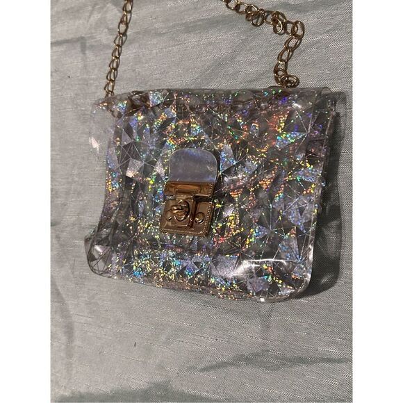 Nice Glitter Geometric Graphic Twist Lock Chain Bag - Women Crossbody good condi - Picture 5 of 7